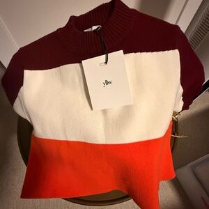 Red, White, and Orange Colorblock Sweater